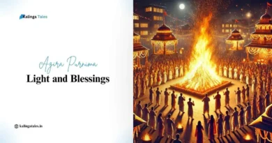 Agira Purnima festival in Odisha – Devotees gather around a grand bonfire, celebrating the fire god Agni Dev with prayers and rituals under the full moon.