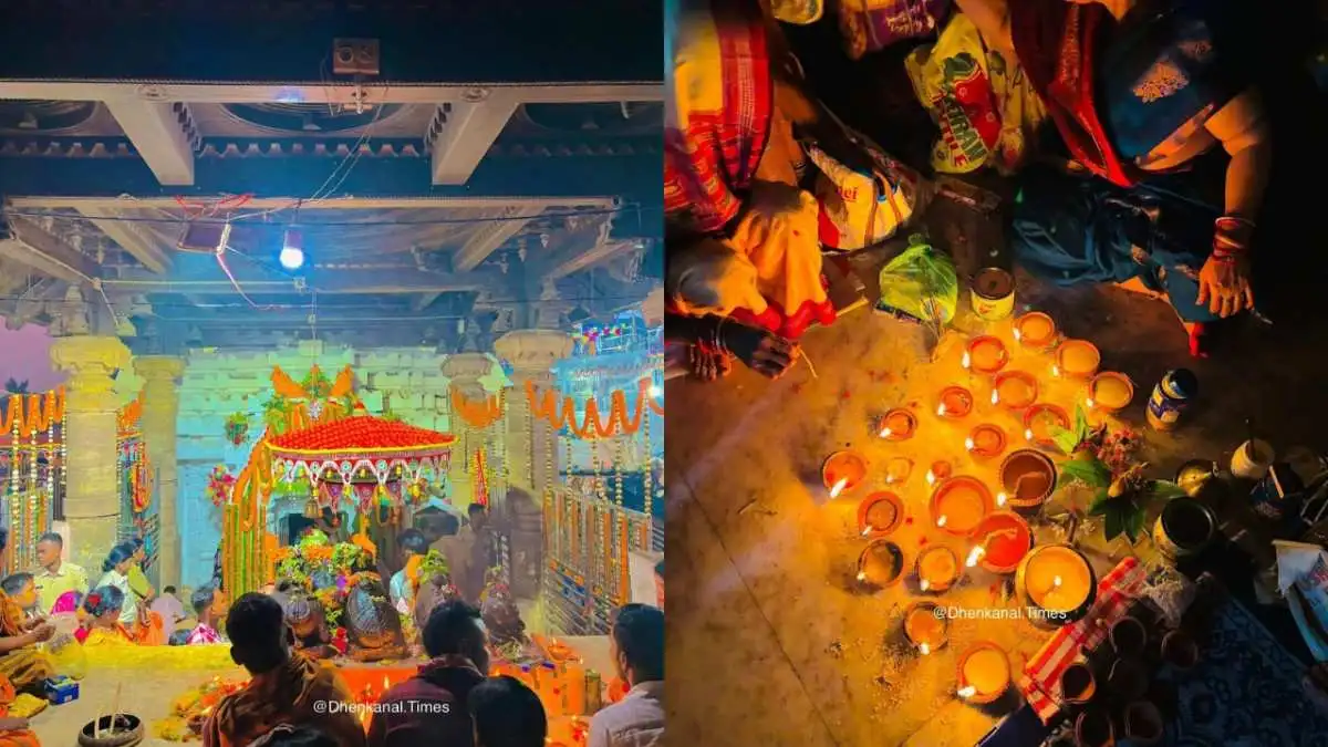 Shivaratri Celebration at Kapilash Temple – Devotees Offering Prayers and Lighting Diyas in Odisha’s Sacred Shiva Shrine